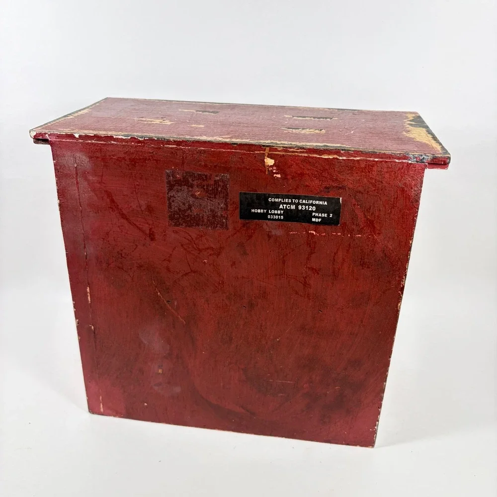 Distressed Red Wooden Mini Desktop Drawers Tabletop Organizer Chest Hobby Lobby